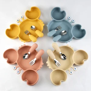 3Pcs/Set Baby Safe Silicone Dining Plate