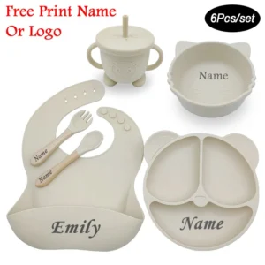 6Pcs Silicone Tableware For Kids Baby Feeding