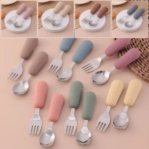 2PCS Stainless Steel Fork Spoon Baby